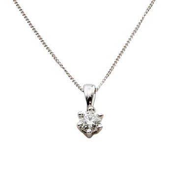 9ct White Gold Diamond 0.25cts Pendant with Chain